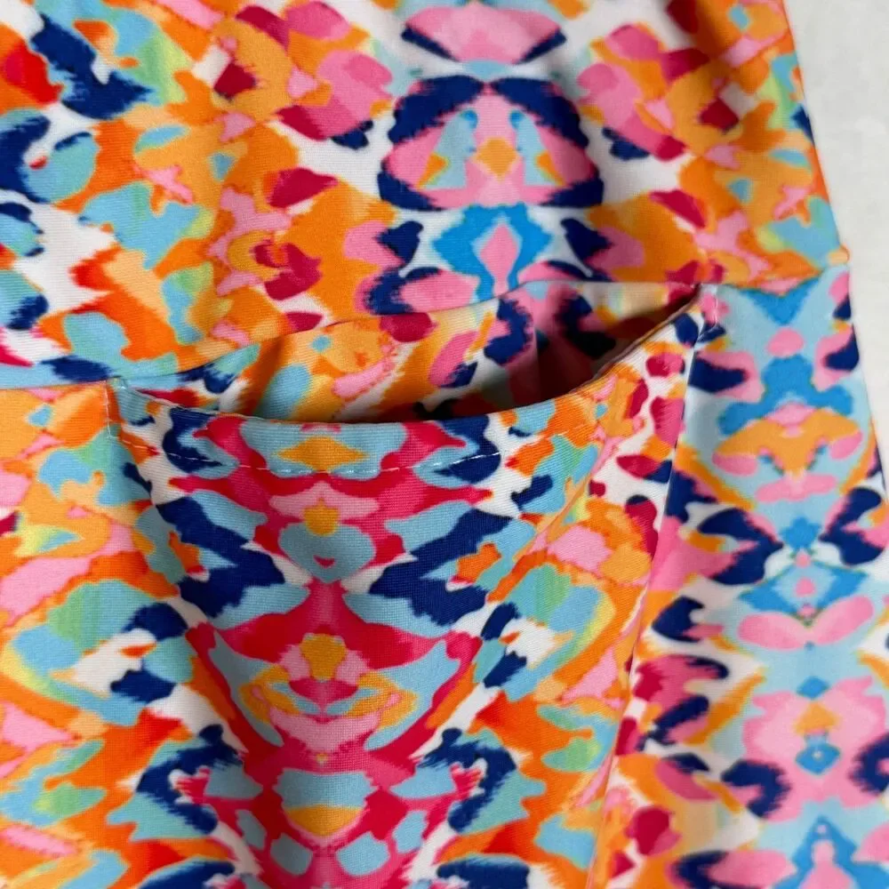 Tzu Tzu Skort M Colorful Abstract Geometric Print Pleated Hem Golf Tennis USA